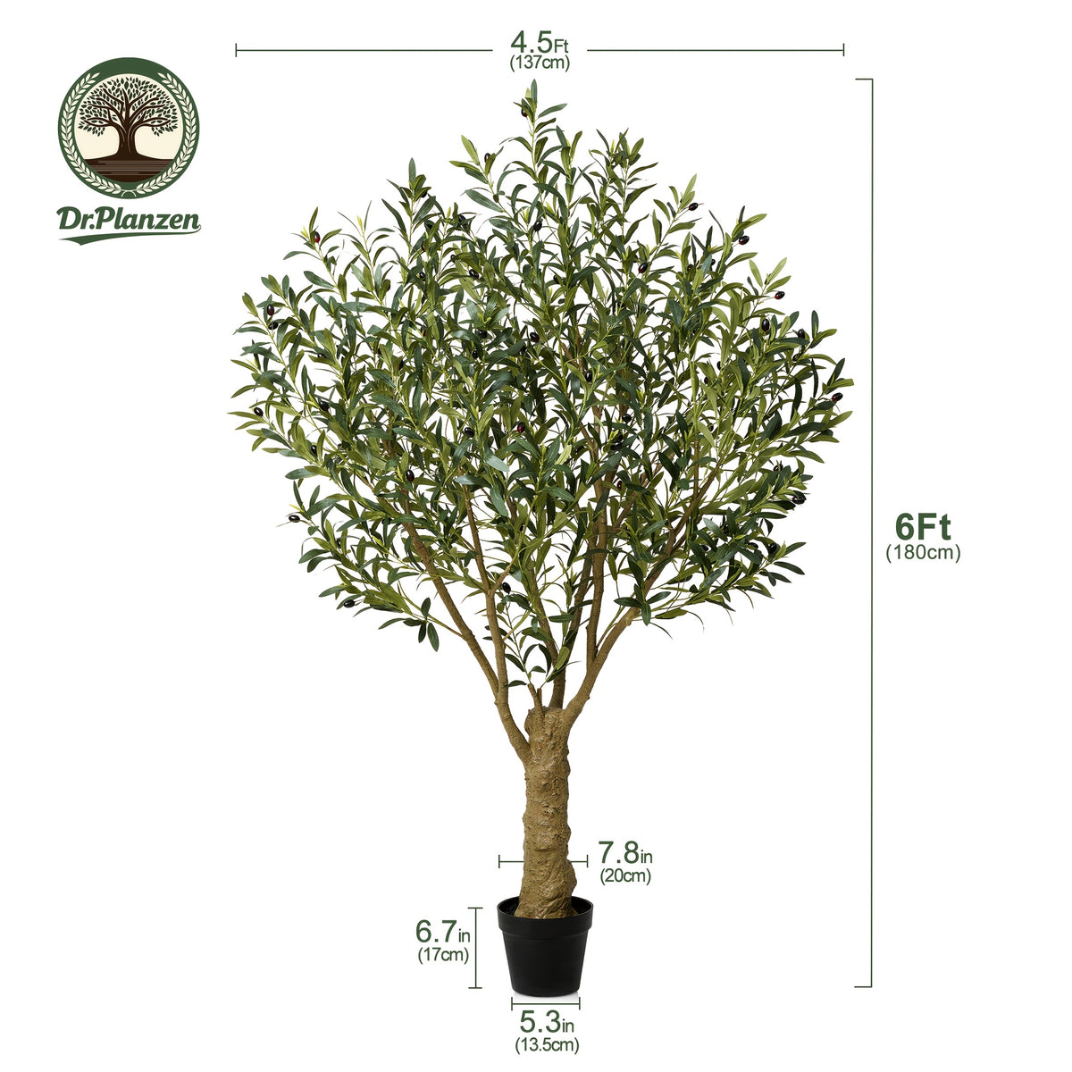 5/6/7/8ft Artificial Olive Tree, Faux Olive Plant with Black Planter, 39/49/54/62 Branches & 1390/2055/2871/4007 Silk Leaves, Perfect for Indoor Home Office Decor, Living Room, Bedroom, And Gift Ideas