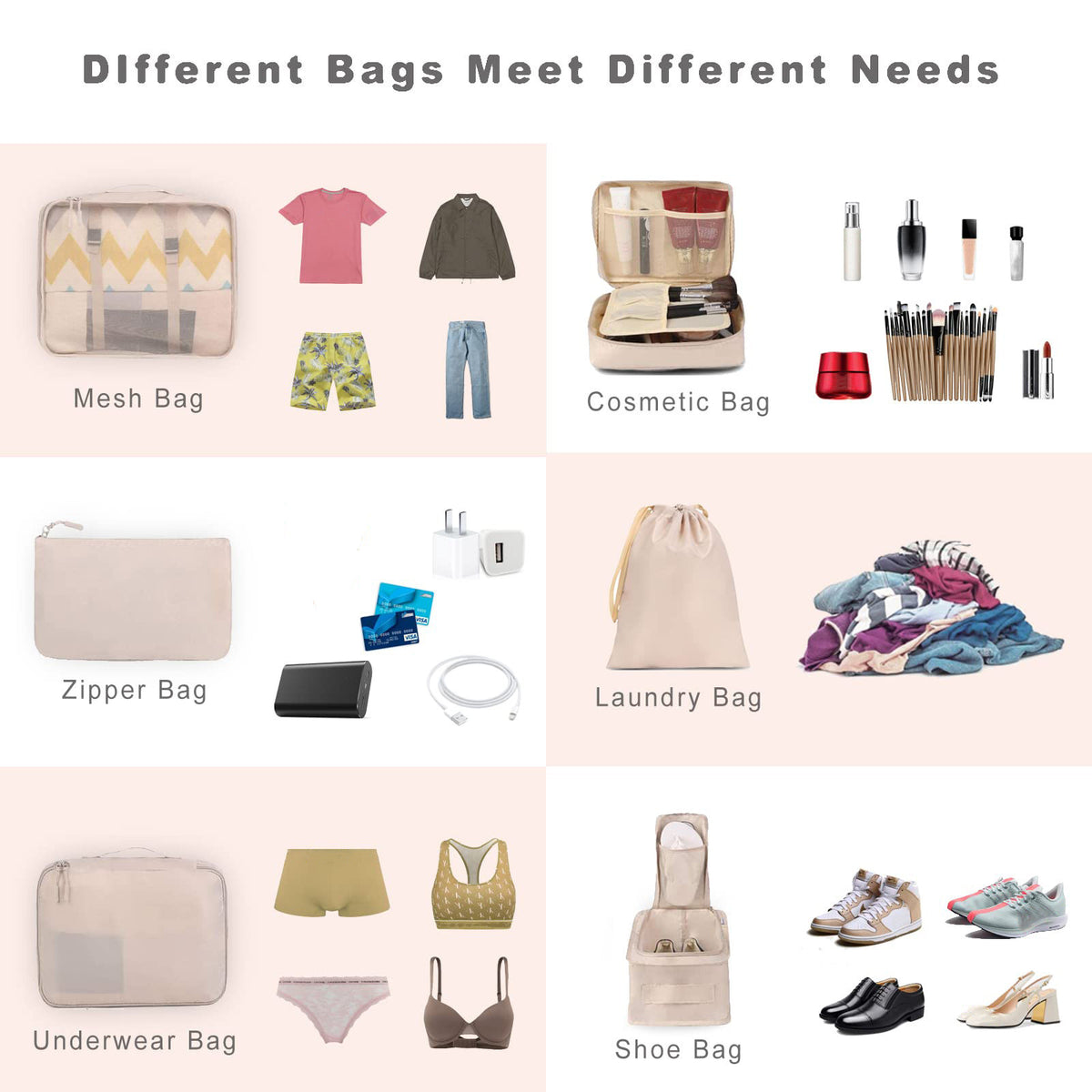 8pcs/ Set Packing Cubes for Suitcases, Travel Luggage Packing Organizers, Closet Storage, Under-Bed Storage, Storage Trunks, Compression Storage Shoe Bag, Clothing Underwear Bag, for Man & Women, Under-Bed Storage