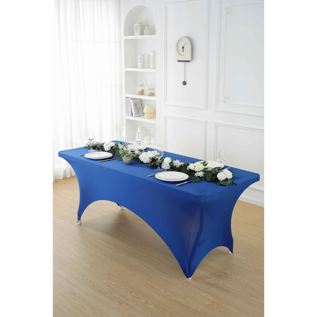 1pcs 4ft/6ft/8ft Spandex Tablecloth, Fitted tablecloth, Wrinkle Resistant Stretchable Rectangle Table Cover For Event, Wedding & Parties