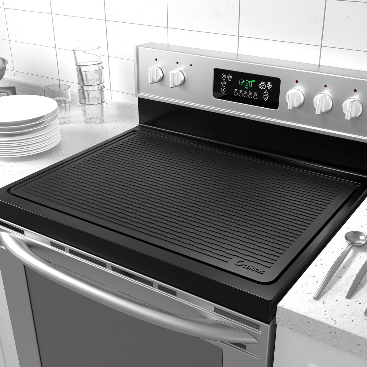 Oversized Thick Silicone Cover for Stove Tops, Measuring 75.7X53.2Cm (29.8X20.8In), Featuring Anti-Slip Stripes And Made from Quiet Material, Suitable for Kitchen And Restaurant Use Dish Drying Mats