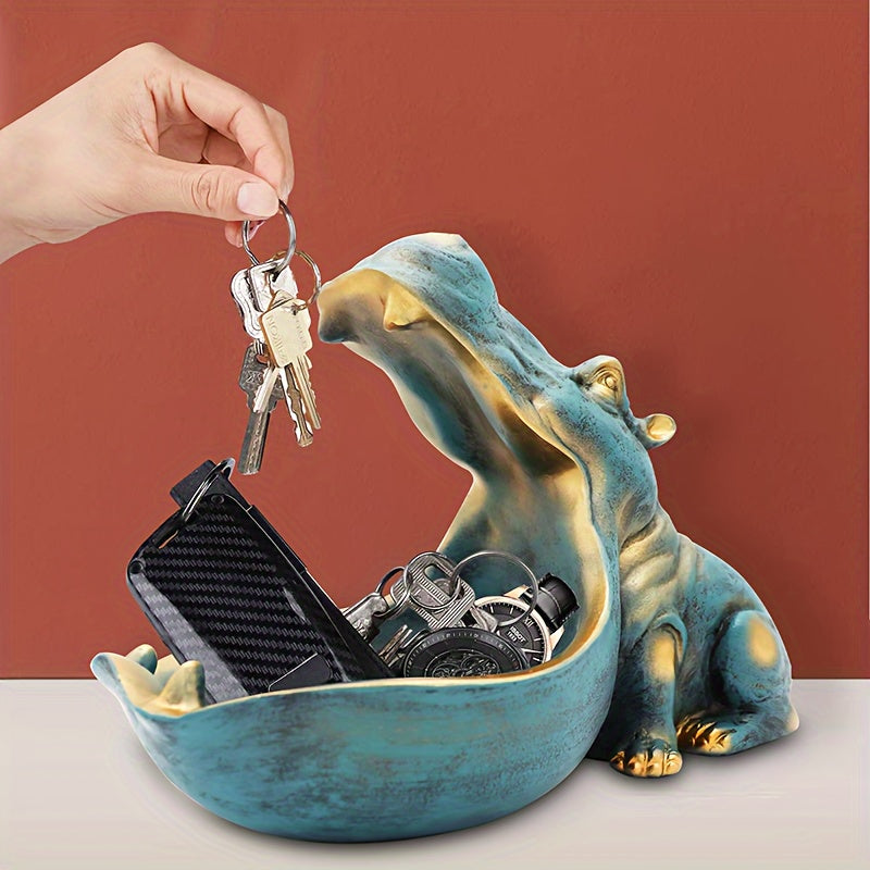 Hippo Statue Home Resin Hippopotamus Figurine Fun Candy Dish, Key Bowl, Big Mouth Sculpture Table Art Decoration Sundries Container Storage Boxes, Halloween And Christmas Decorations