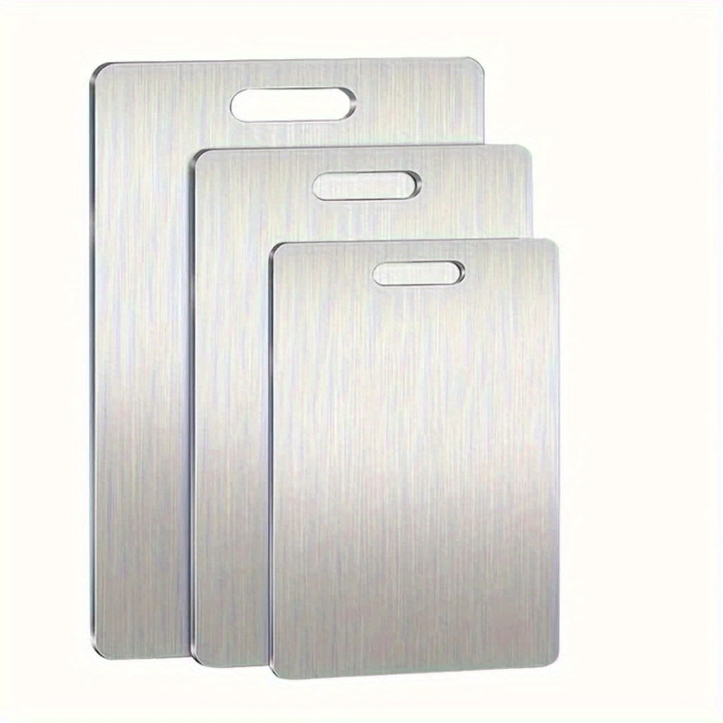 3pcs Premium Stainless Steel Cutting Board Set- Durable, Easy to Clean, Kitchen Ready, Space-Saving, Rust-Resistant, and BPA-Free, Safe for Food Preparation