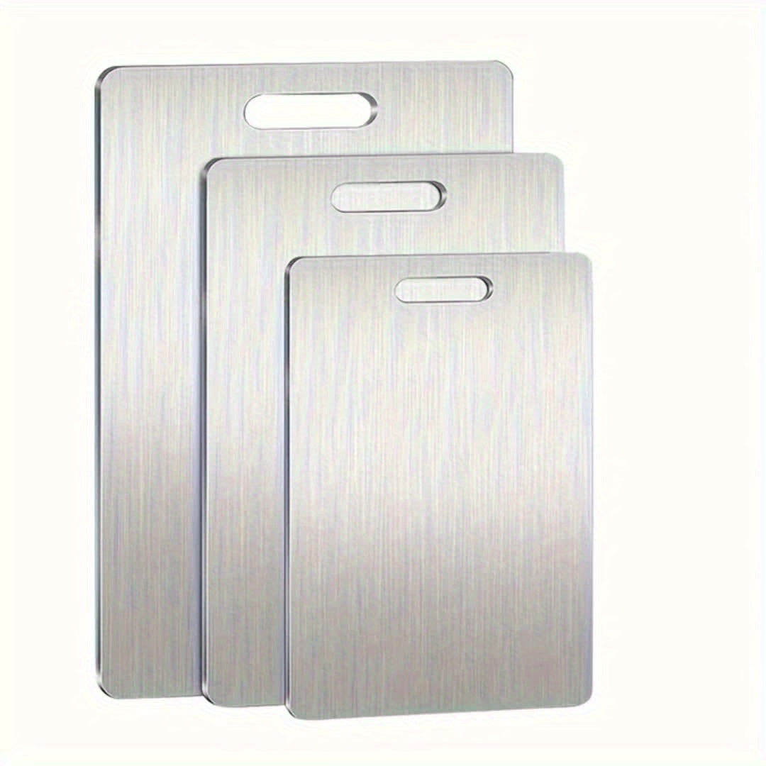 3pcs Premium Stainless Steel Cutting Board Set- Durable, Easy to Clean, Kitchen Ready, Space-Saving, Rust-Resistant, and BPA-Free, Safe for Food Preparation