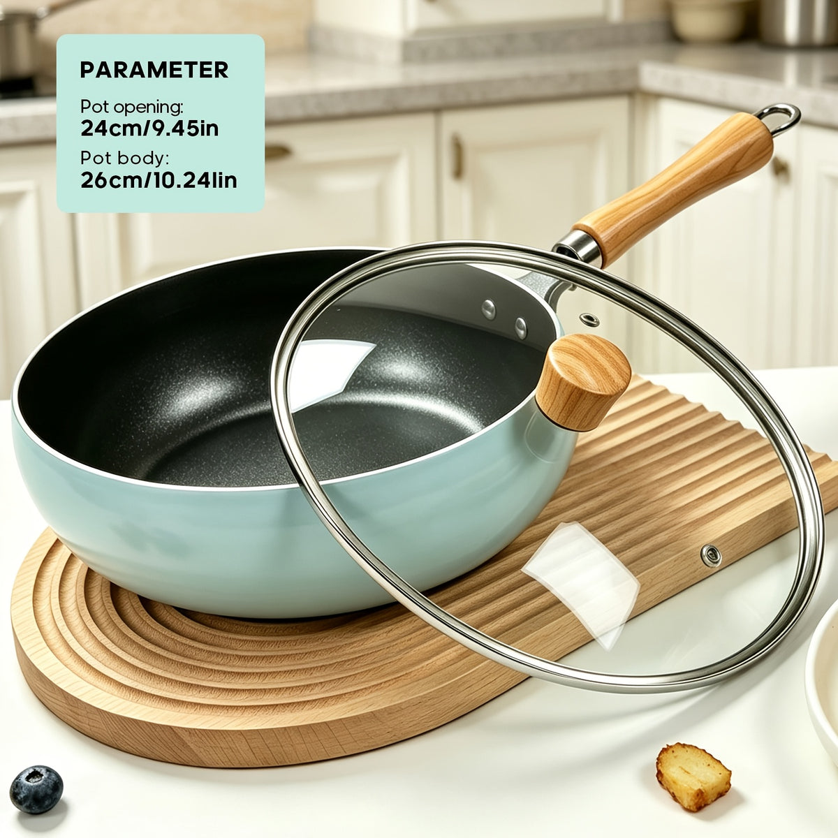 PokEpic Japanese Wok, Ideal for Pots And Pans Set, Large Bellied Non Stick Cookware, Heat Resistant Handle, Fit Gas Induction Stoves, Pressure Cooker Fast Stew, Chafing Dish Alternative, Kitchen Accessories & Gadgets, for Camping, Soups Stewing