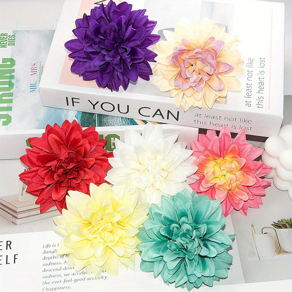 15pcs Bulk Realistic Large 3.5 Inch White Silk Dahlia Flowers Heads - Artificial Dahlia Bouquets for Wedding, Party,, DIY Crafts, Centerpieces - Faux Flower Heads for arrangements