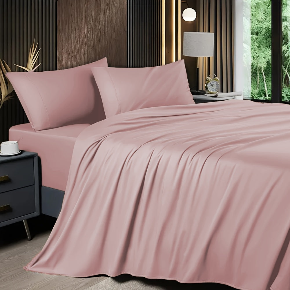 4pcs 2200TC Cooling Bamboo Bed Sheet Set Summer Chill Collection-16" Deep Pocket - Ultra Soft Luxury Bedding W/ Flat Sheet, Fitted Sheet & Pillowcases (Beat The Hea Stay Cool All Night) Queen Size Sheet Set Breathable Sheets Sets Queen Size Gifts