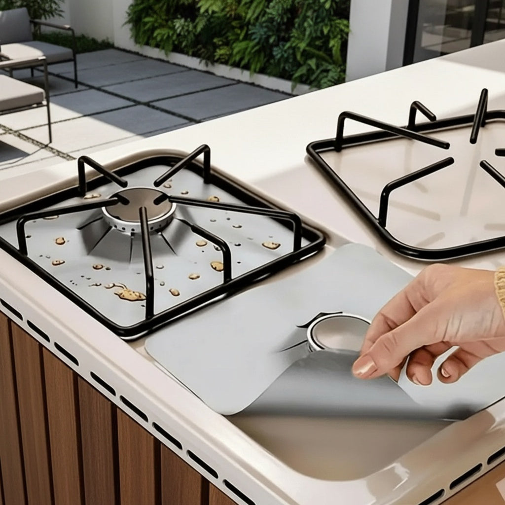 12pcs Teflon Gas Stove Protective Cover, 0.12mm Thick, Reusable, Non-stick, Quick Clean Kitchen/cooking Liner Kitchen Supplies Home Kitchen Supplies Outdoor Cooking Tool Protective Cover, Barbecue Mat
