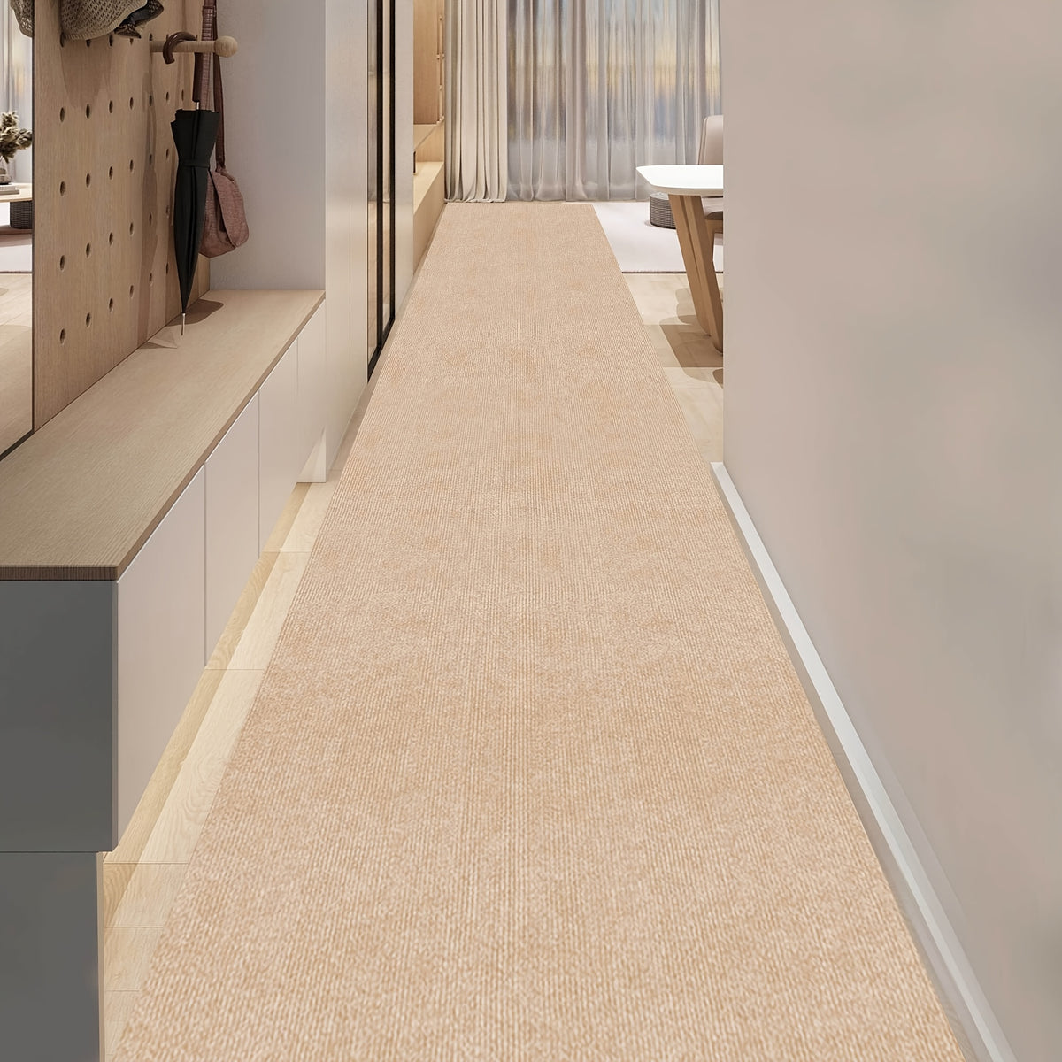 Durable Non-Slip Striped Runner Rug for Indoor/Outdoor Use - for Hallway, Kitchen, Living Room, Garage, Patio, Thickness 0.18 Inch(4.5mm), Adsorption, Non-slip, High Quality, Soundproof, Noise Protection, Floor Decorative, Washable Area Mat