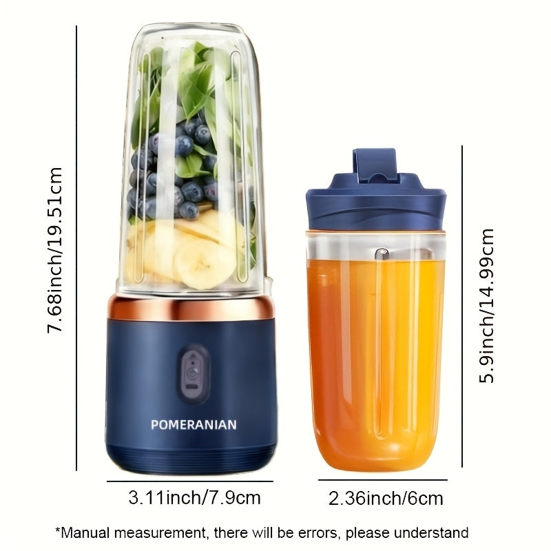 Portable Double Cup Fruit And Vegetable Juicer, Made of Food Grade ABS, with a Capacity of 1500Mah Rechargeable Battery, Gift Box, Multifunctional Juicer, Kitchen Supplies, Essential for Summer Fruit Juicing
