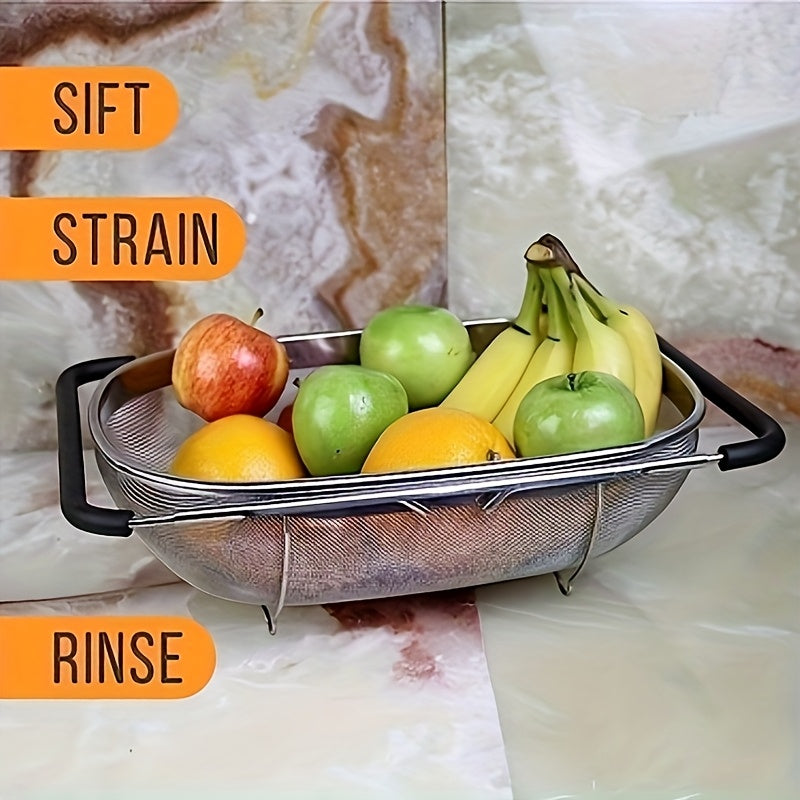 Expandable Stainless Steel Filter with Fine Mesh And Drain Basket - Suitable for Vegetables And Fruits, Kitchen Essentials, Food Safety, Filtered Vegetables, Halloween Gift
