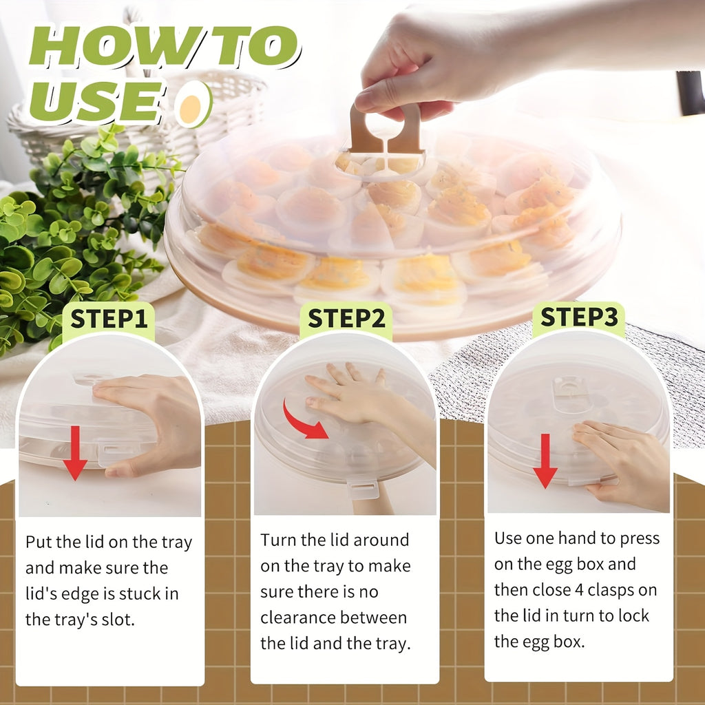 3pcs Deviled Egg Containers with Lid, Deviled Egg Platter with 66 Slots Portable Egg Containers Carrier Holder Trays for Party, Home Kitchen, Outdoor Activities