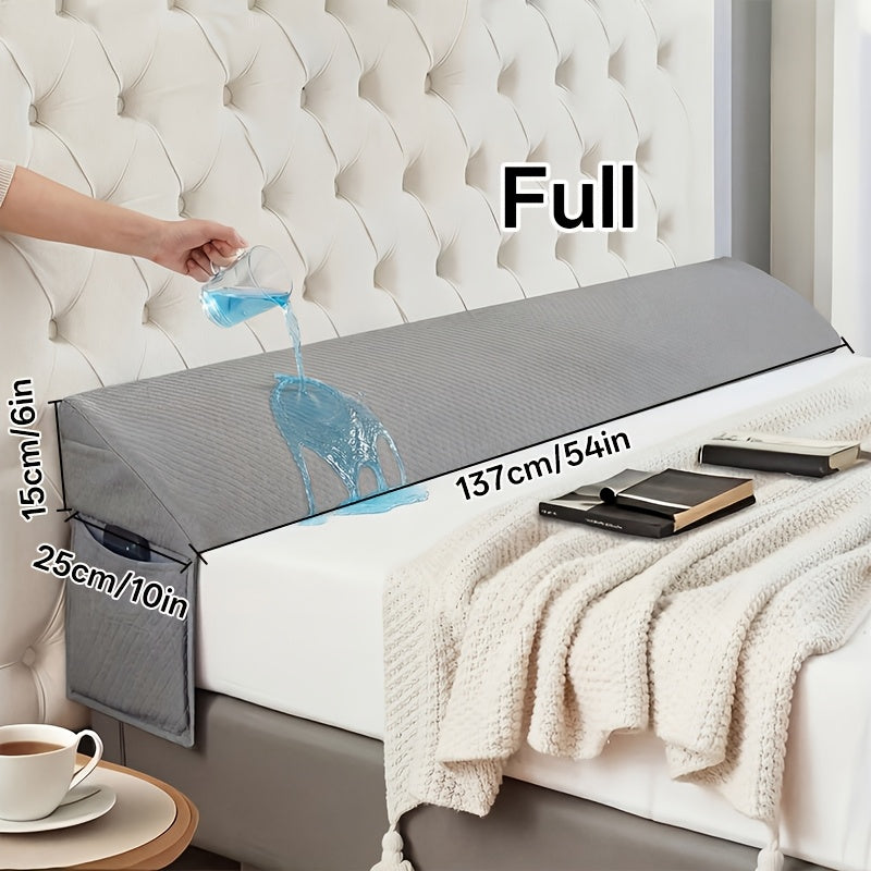 Mattress Gap Filler Pillow with Removable Cover, Triangular Headboard Bed Wedge in White or Grey for Twin, Full, Queen and King Bedrooms