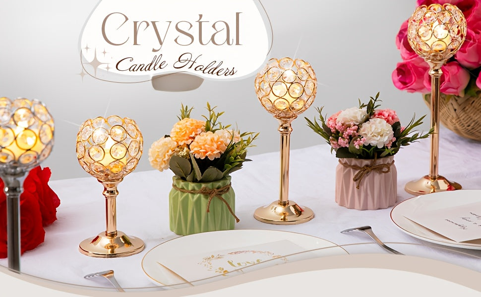 3pcs Crystal Candle Holder, Windproof Candle Holder, Christmas, Halloween Candlelight Dinner Photo Props, Wedding Anniversary Wedding Decoration, Home Hotel Decoration, Birthday Gift, Suitable for Table Center Decoration, Wedding, Catering