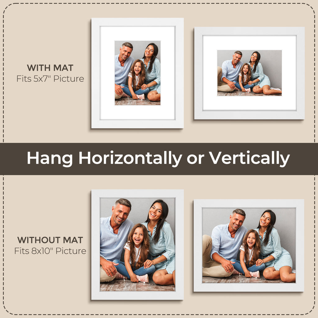 3 Pack 6x8/8x10/9x12/11x14/16x20 Picture Frames Set with Mat or without Mat, Engineered Wood Photo Frames with Plexiglass, for Wall or Tabletop Display - Gallery Wall Frames, Office Home Decor,Poster Frames