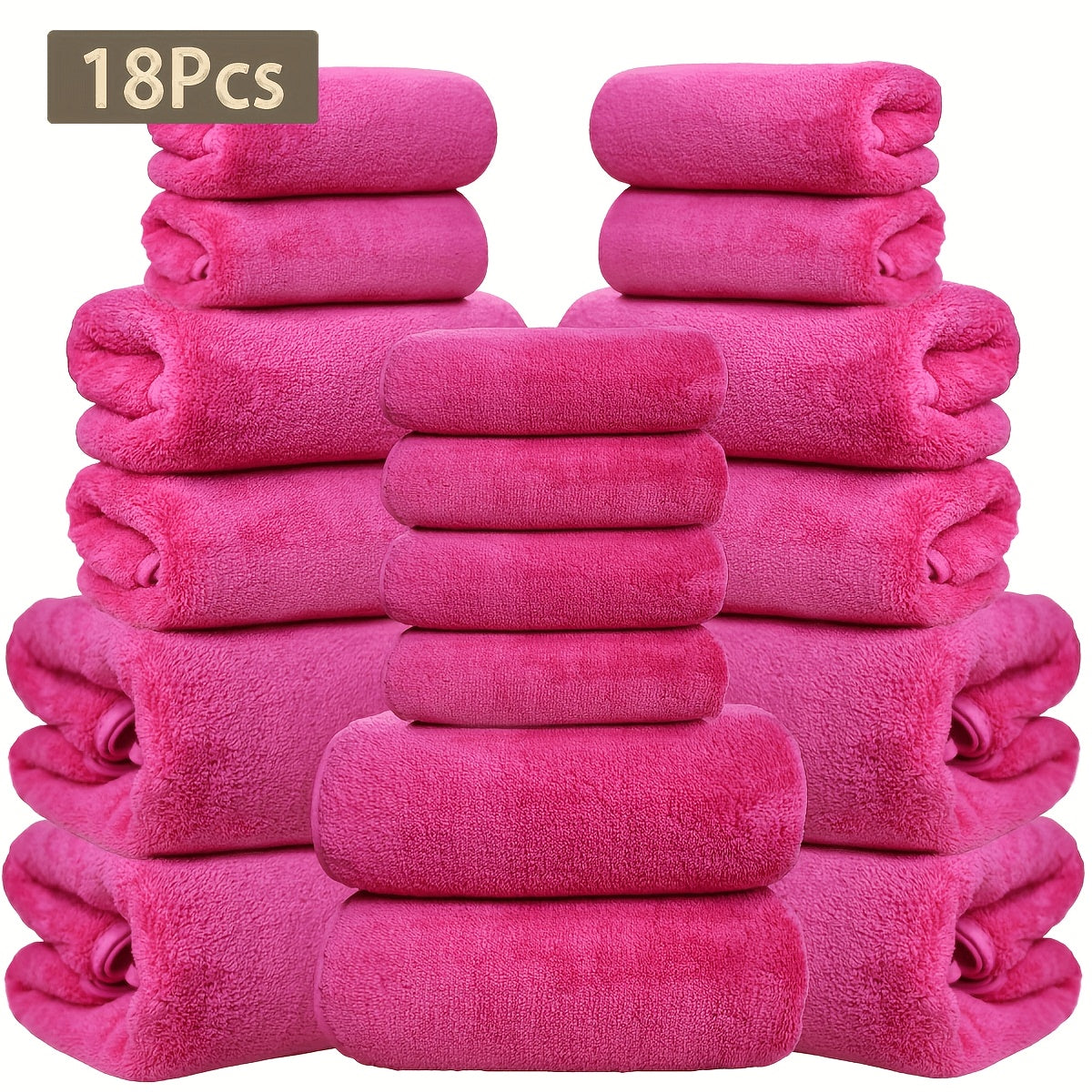 18pcs Coral Velvet Towel Bath Towel Set, 4 Bath Towels, 4 Towels, 10 Square Towels, Suitable for Hotel, Home, Travel, Spa
