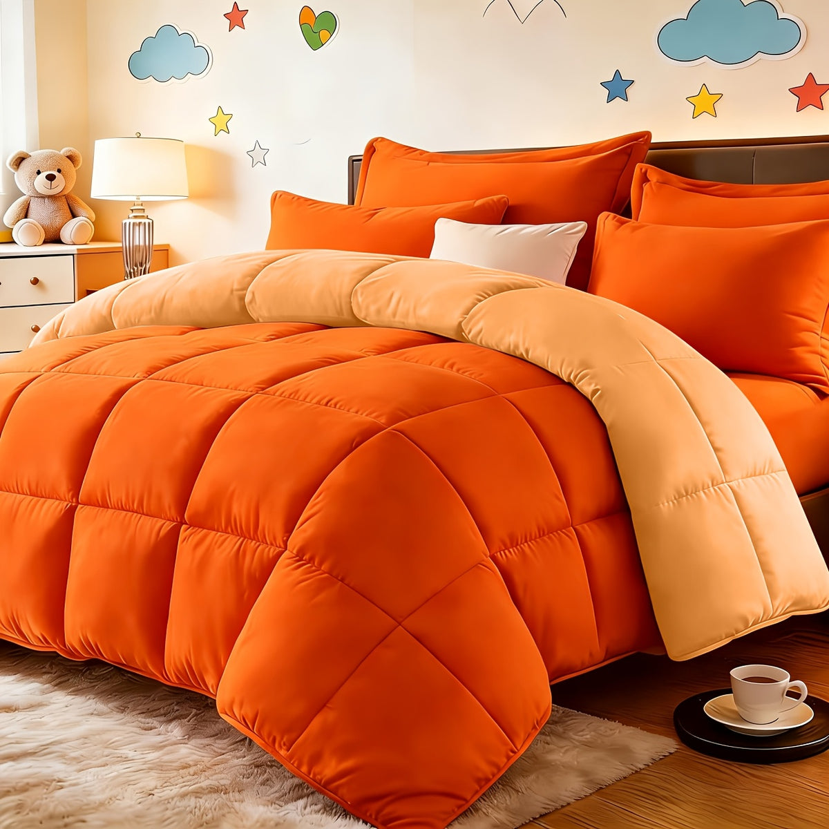 2/3pcs Red And Black bedding with All-Season Comforter, Available in Standard Double/King Double/Super King Sizes. Includes 1 Comforter And 1/2 Pillowcases, Suitable for Kids' Rooms, School Dormitories, Apartments