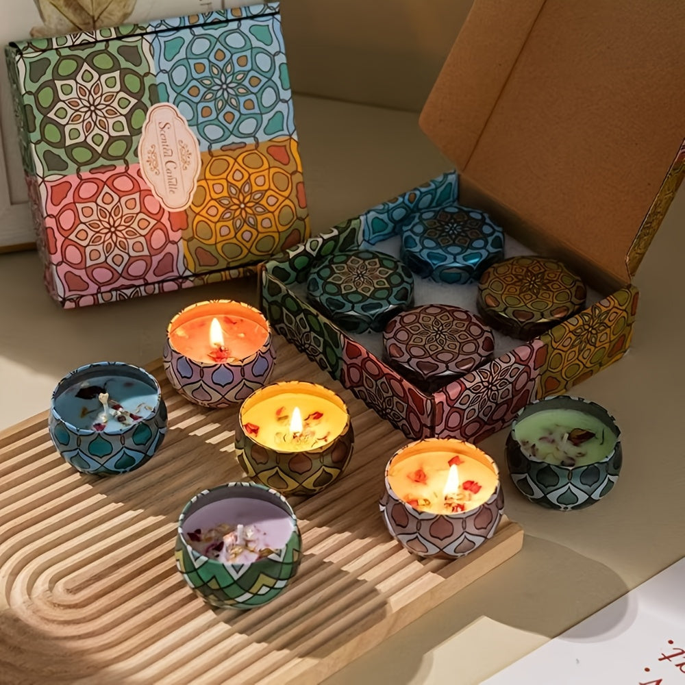 Candles Set Natural Soy Wax 2.5oz 60 Hour Burn Time, Relaxing Home Scented Candles with Cocoa, Jasmine, Vanilla, Lemon Perfect for Festivals, Parties & Birthdays