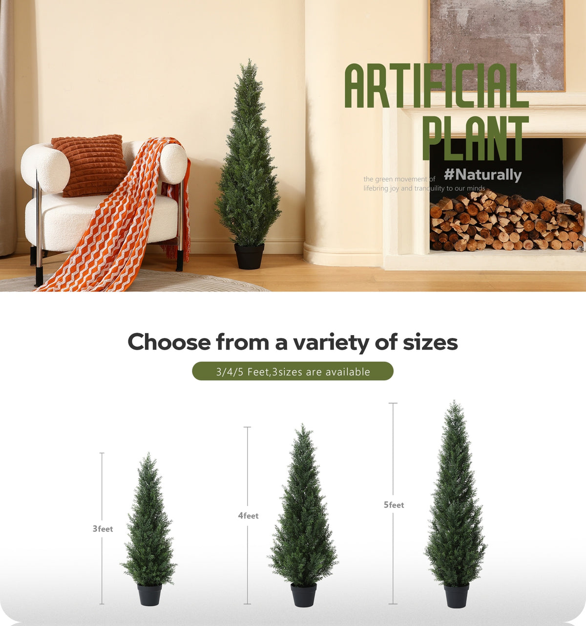 Outdoor Artificial Topiary Cedar Tree - 1pc/2pcs Fake UV Rated Potted Plants - 3/4/5FT Faux Pine Bushes And Shrubs For Front Porch Home Office Decor