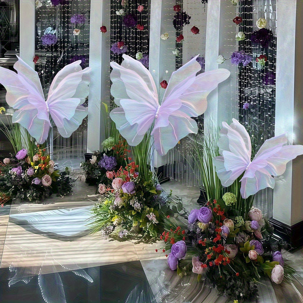 3pcs 50cm/ 19.69in Large Butterfly Artificial  Party Decoration 3D Butterfly Wall Decoration Baby Party Wedding Decoration Birthday Party Home Supplies Decoration