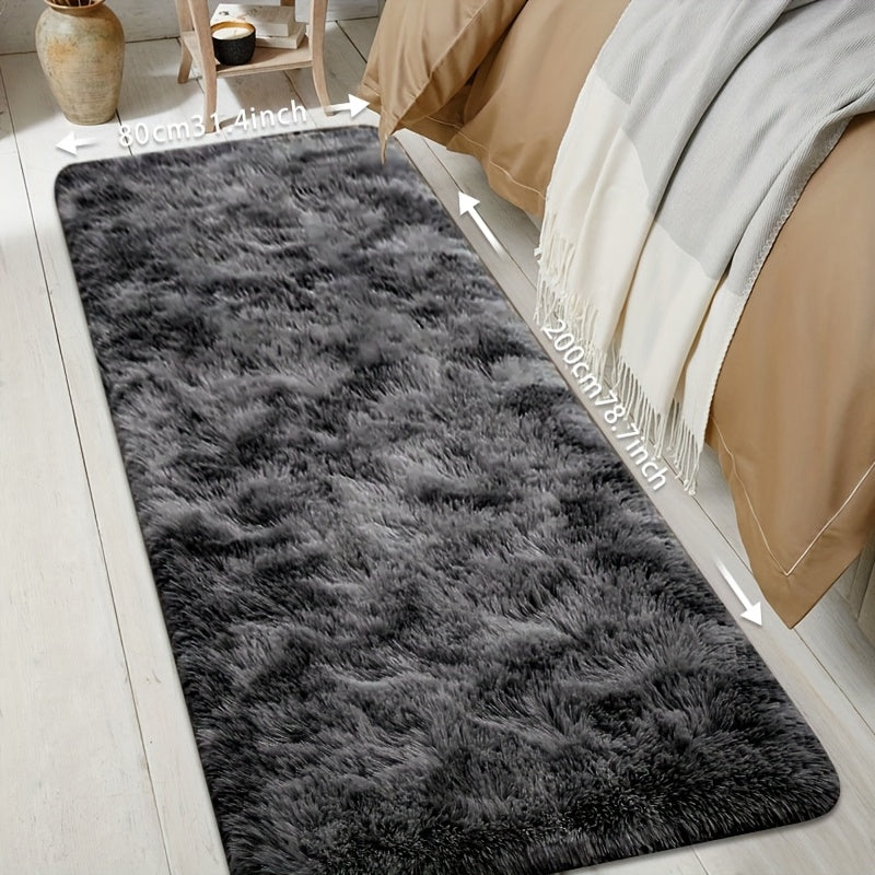 [Plush Fluffy Mat] 1pc Tie-Dye Plush Soft Interior Fluffy Mat, Modern Luxury Plush Mat, Absorbent, Non-Slip &, Suitable for Living Room and Bedroom Areas, Home Decor