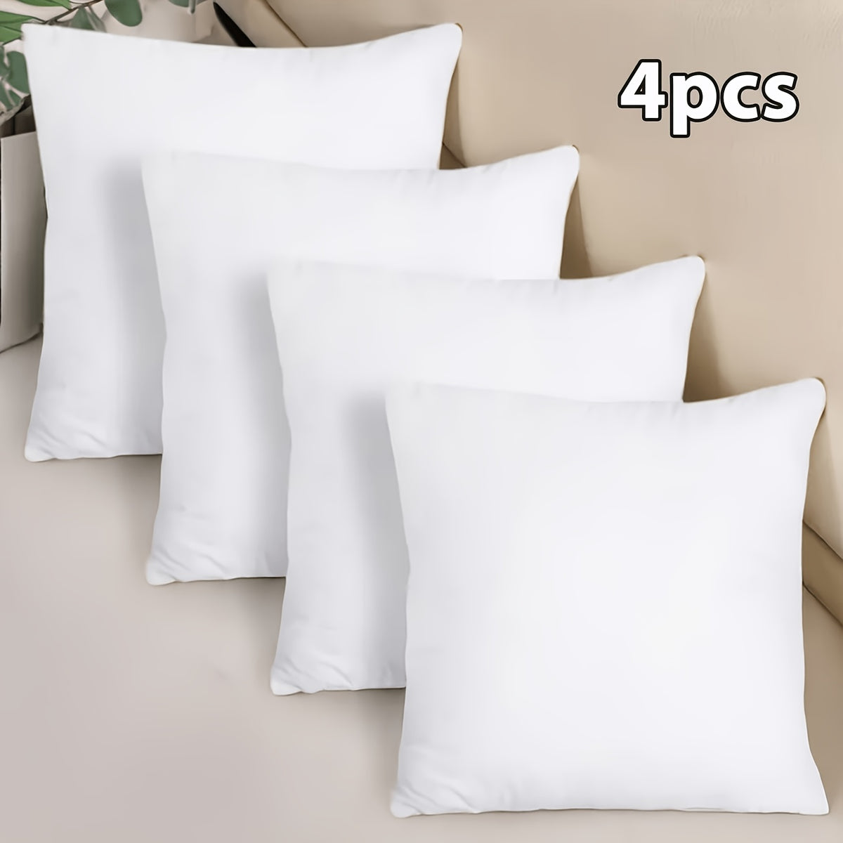 1/2/4 Pack Hypoallergenic New Fiber Cushion Filling Inserts, White Square Pillow Inserts For Sofa, Bed And Patio. Ideal For Bedroom, Office, Kitchen, Living Room Decor, Outdoor Camping And Spring & Summer Use. Perfect Mother'S Day Gift.