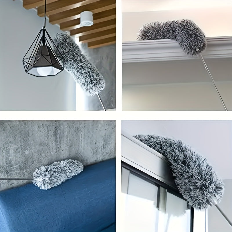 Adjustable & Bendable Microfiber Duster Mop - Washable, Reusable Cleaning Tool For High Ceilings, Furniture, And Cars, 3 Red Thumbs-Up Symbols Of Approval