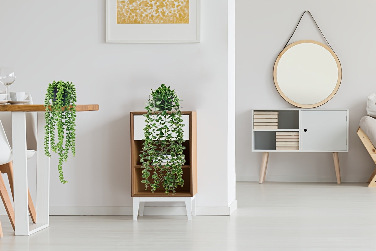 Der Rose 6/8 Packs Fake Plants Hanging Artificial Ivy Vine Faux Eucalyptus Plants In Black Pots For Bathroom Wall Shelf Bookshelf Decor Indoor