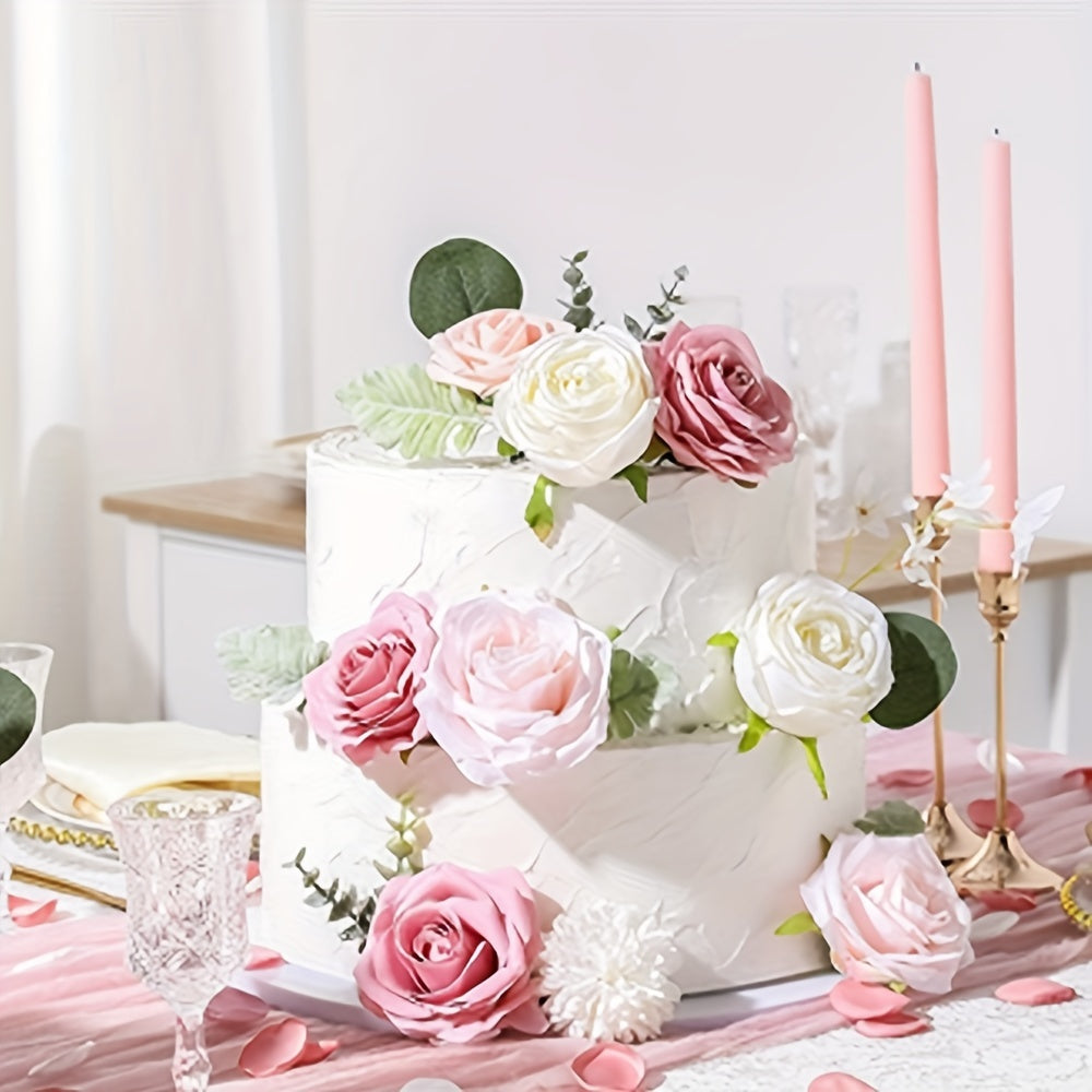 AUSOGO Light Pink Artificial Rose Bouquet Set - Perfect for Weddings, Engagements, Home Decor & Special Occasions like Valentine's, Mother's Day & Birthdays