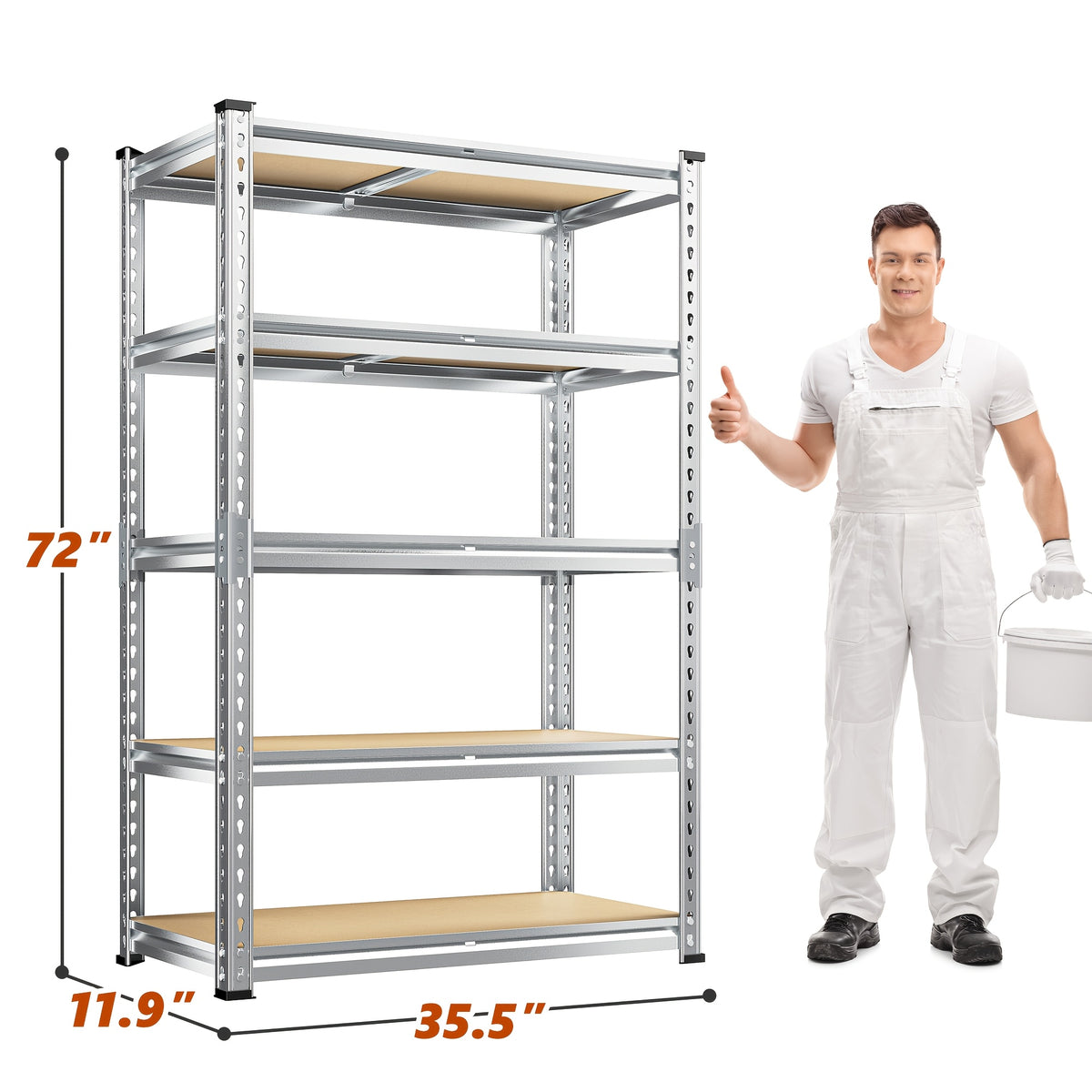3000LBS Garage Shelving Adjustable 5 Tier Metal Shelving Unit for Storage 60" W Heavy Duty Storage Shelves Rack Garage Storage Shelves Industrial Shelf Utility Rack, Black, 60.1" W X 24.1" D X 72.1, Utility Shelves