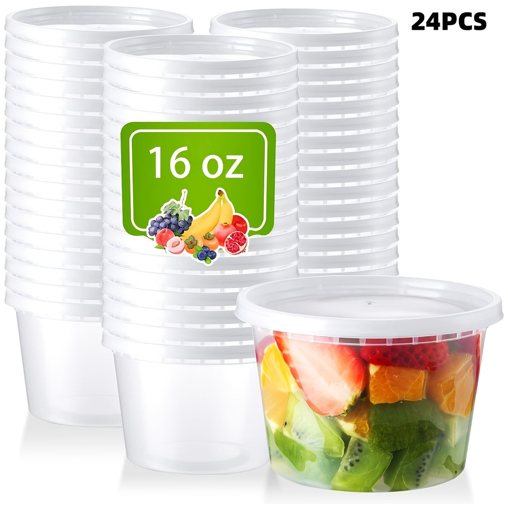 16-Ounce Reusable Plastic Food Storage Container with Flip-Top Lid - Freezer & Microwave Safe, Stackable Round Freezer-Safe Suitable for Meal Prep, Soups, Salads, Portion Control - Ideal for Home & Restaurant Use