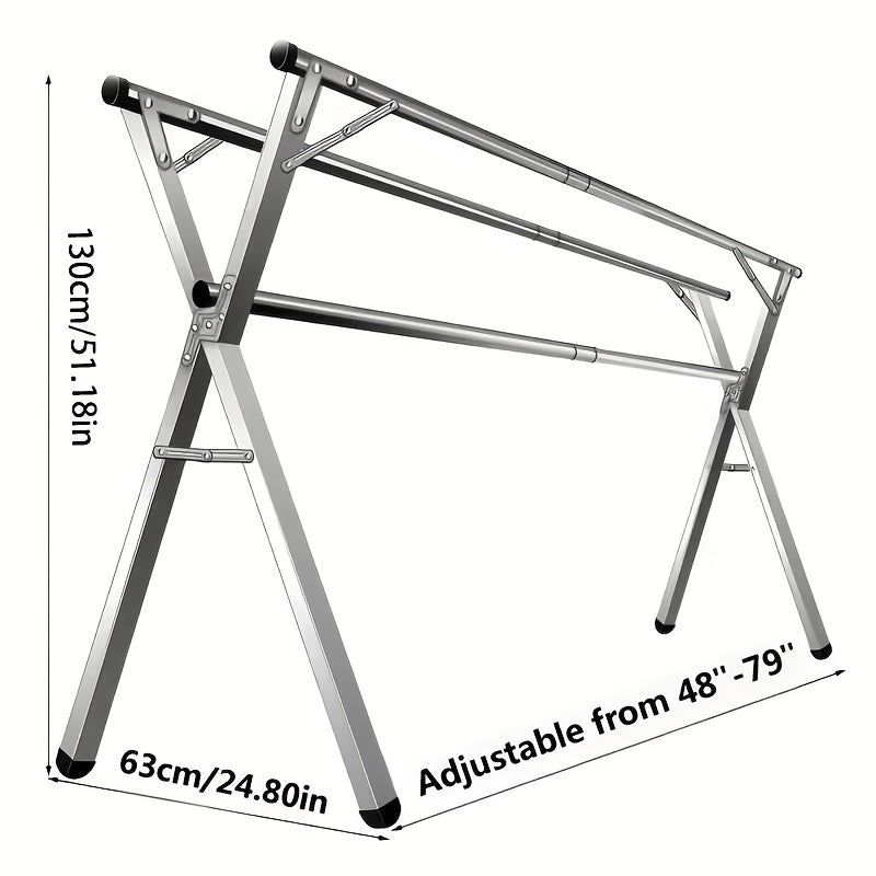 A Versatile Clothes Drying Rack Available in Three Sizes, 63", 78.7" And 95", Designed for Both Indoor And Outdoor Use. This Durable Metal Rack Is Collapsible And Features a Heavy-Duty Stainless Steel Clothesline, Drying Racks