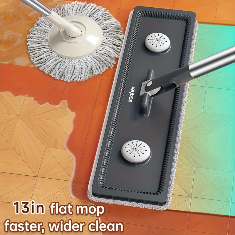 Microfiber Flat Mop and Bucket Set with Wringer, Slim Storage Bucket and Swivel Head with 2 or 4 Washable Pads for Floor and Window Cleaning