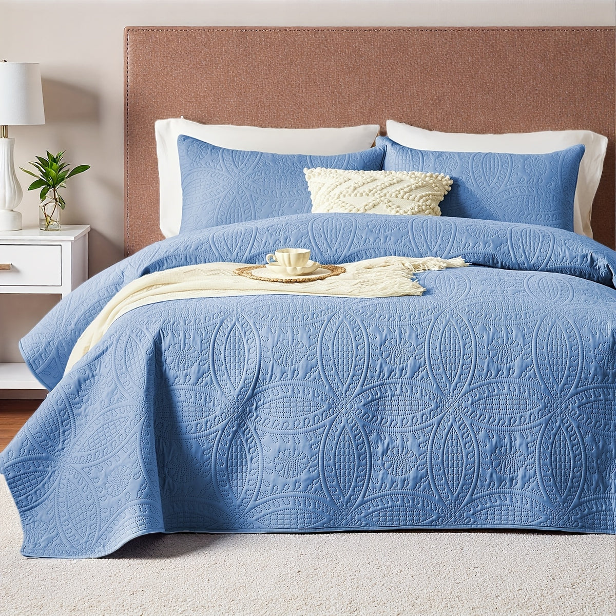 2/3pcs Quilt Set Bedspreads Queen Size - Soft & Refreshing Quilt Lightweight Microfiber Bedspread(1 Quilt, 1 Or 2 Pillow Cases) - Modern Style Coin Pattern Coverlet For All Seasons - Family Gift Set, Multiple Colors Plus Random Color Available