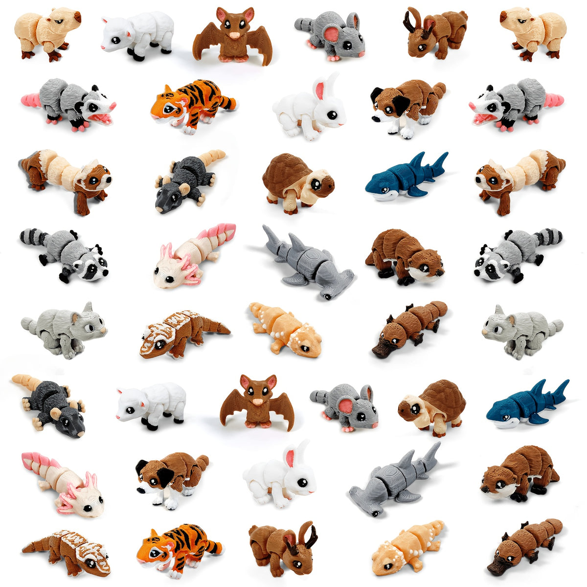 21pcs Mini 3D Printed Animal Statues - Movable Joints Realistic Collectible Figurines Set for Adults, Home Office Desk Decoration & Display(0.9-2.0inch)