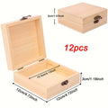 Unfinished Wooden Craft Boxes, 12-Pack Hinged Lid Containers with Clasps for DIY Painting, Birthday Party Favors, Pirate Themes and Christmas Gifts