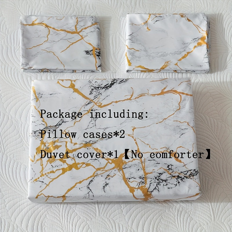 3pcs High-Grade Super Soft Breathable Bronzing Texture Duvet Cover Set (1 Duvet Cover+2 Pillowcases Without Pillow Core), at Home Dormitory All-Season