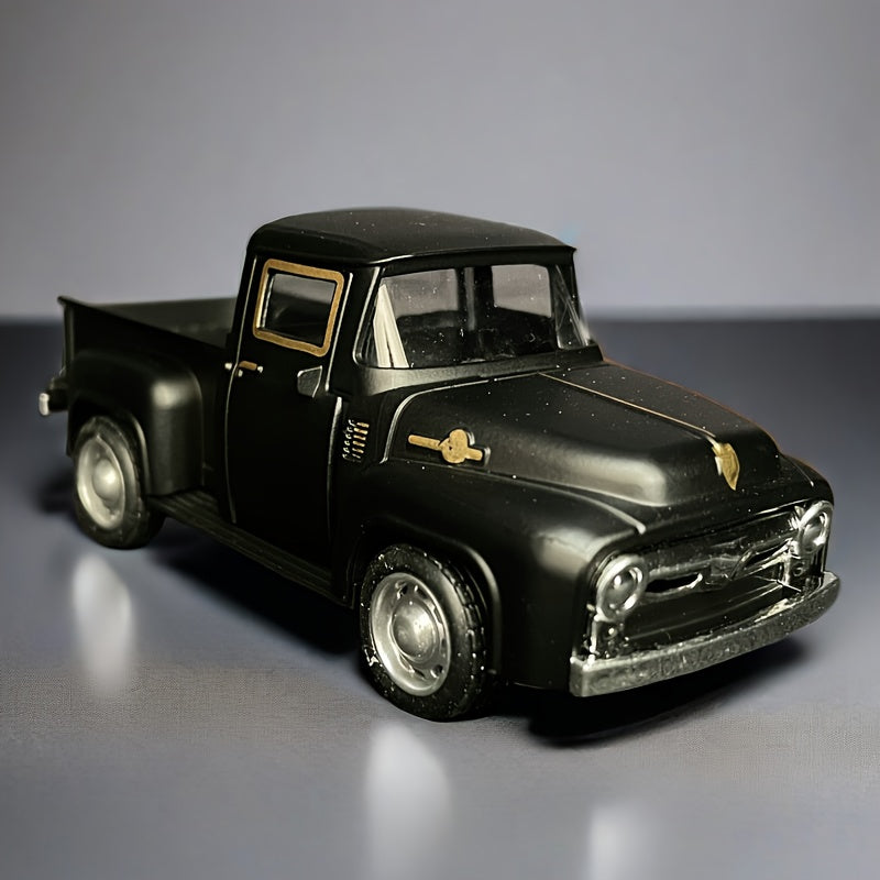 1pc Vintage Alloy Metal Pickup Truck Ornament -4.9*2*1.8 Inch Classic Car Model With Chrome Accents, Doors & Hood, - Ideal For Home & Office Decor--Red/ Blue/ Pink/ Green/ White/ Yellow/ Black Truck - Toy Truck, Alloy Metal Toy Car, Die Cast Car