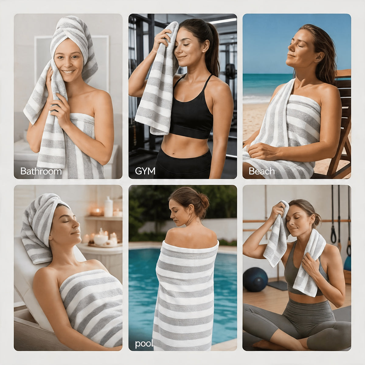 1/4pcs Striped Bath Towel Set, Beach Towel Bath Towel, Absorbent And Quick-Drying Shower Towel, Super Soft And Skin-Friendly Bathing Towel, for Home Bathroom, Ideal Bathroom Supplies Family Essentials. 70X140Cm/27.6X55.1 Inches
