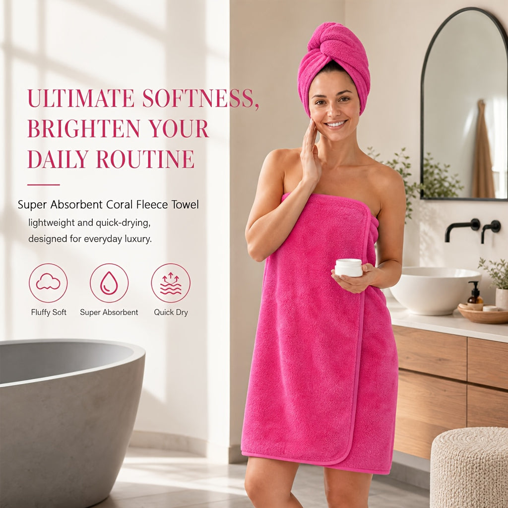 18pcs Coral Velvet Towel Bath Towel Set, 4 Bath Towels, 4 Towels, 10 Square Towels, Suitable for Hotel, Home, Travel, Spa
