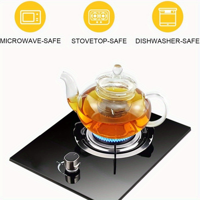1000Ml Glass Teapot with Infuser And 4 Cups, 33.8 Oz (1000 Ml) Glass Teapot with Detachable Infuser for Flowering And Loose Leaf Tea, Microwave And Stovetop Tea Set Gift Box