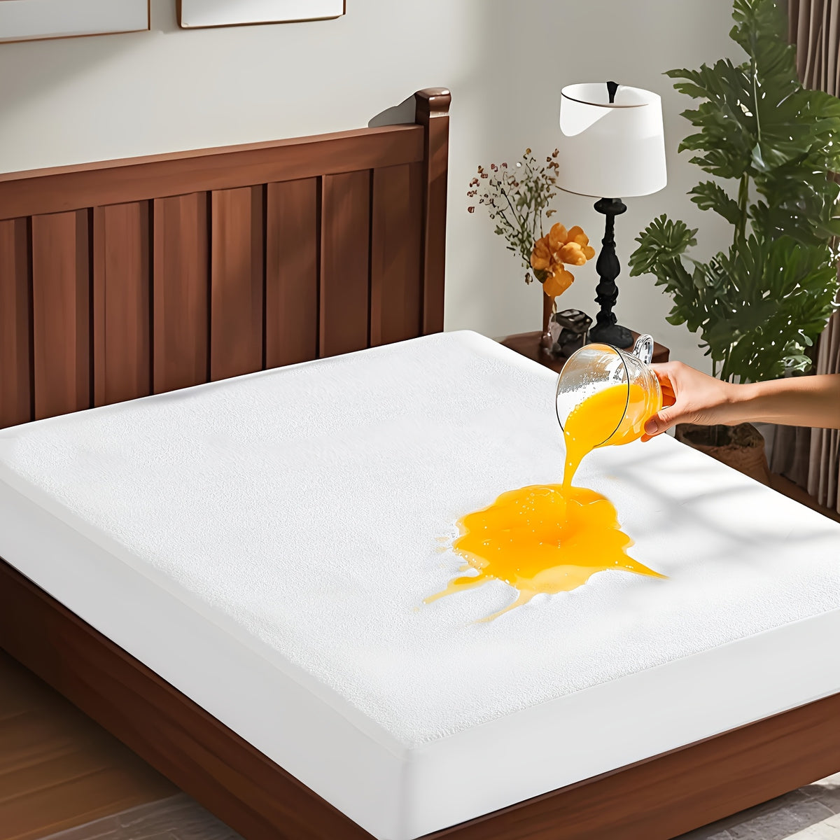 ClevaHome Waterproof Mattress Protector - King Queen Full Twin, Fitted Bed Sheet Only, Ultra Soft And Noiseless Surface, with PU Liner, 18 Inch Deep Pocket, Machine Washable, White, No Printing, Ideal for Bedwetting, Modern Bedroom Decor