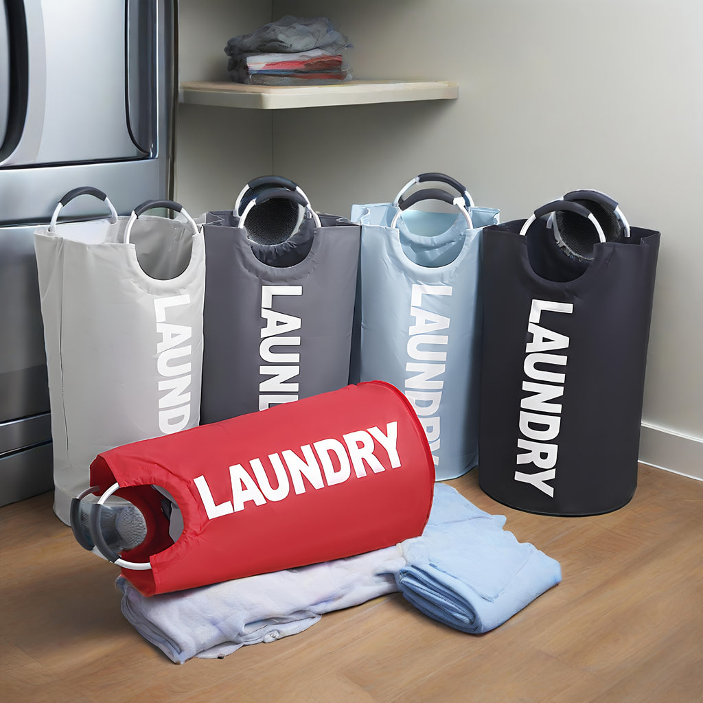Extra Large Foldable Laundry Basket Hamper Bag (Aluminum Full Loop Handle) - Tall Collapsible Fabric Clothes Bin for Bedroom, Bathroom, College Dorm Storage, Closet Organization & Washing (Space-Saving Design), Laundry Baskets
