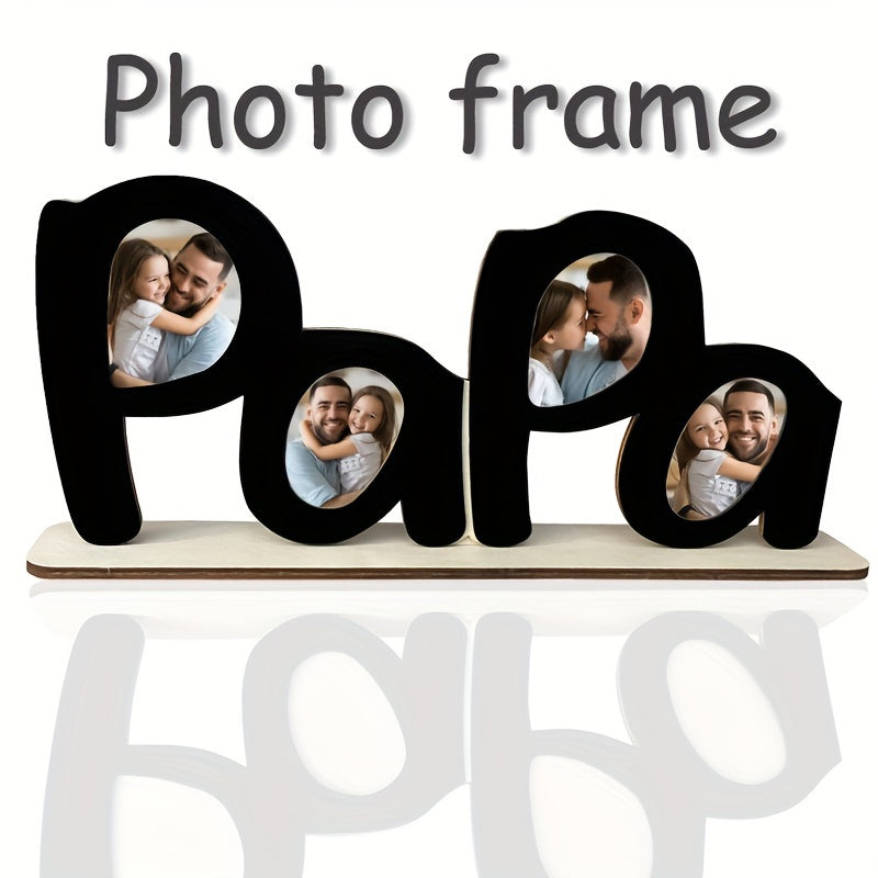 1pc "PaPa" Wooden Photo Frame - Circular Classic Design, Horizontal Desktop Display, Durable Wood Material, Sentimental Gift for Dad, Husband, Grandfather - Home Decor & Birthday Present
