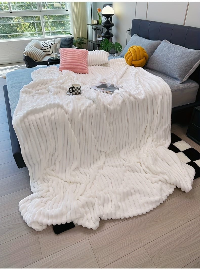 Ultra-Soft Thick Fleece Blanket | Multi-Color, 3D Faux Rabbit Fur, Double-Sided, Ideal for All Seasons, Home, Office, Travel, Camping, Gift for All Occasions