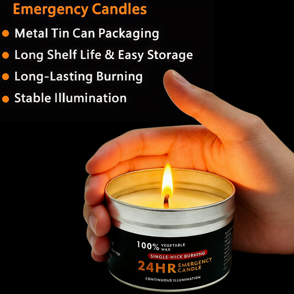 4pcs Long-Lasting 96-Hour Burn Time Unscented Soy & Palm Wax Candles in Metal Containers - 80g Each, 24-Hour Continuous Burn, Indoor/Outdoor Use for Camping, Hiking, Emergency Lighting, Holiday Decor (Halloween, Christmas, Easter
