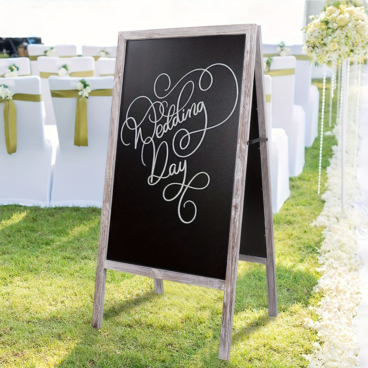 Double-sided Drawing Painting Board Magnet Wooden Standing Writing Blackboard A-Frame Chalkboard Restaurant Menu Display Sign for Coffee Shop Use Christmas Gift, 39 X20in Furniture for Home Free Shipping