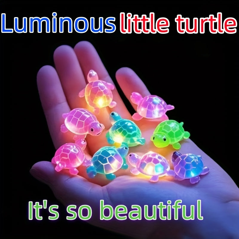 30 Glow-in-the-Dark Mini Resin Turtle Statues - No Electricity Needed, UV/Blacklight Activated Glow, for Marine Party Decorations, Garden, DIY Crafts, Beach Scavenger Hunt - Indoor/Outdoor Use - Perfect for Ocean-Themed Birthday, Aquarium, Classroom Displ