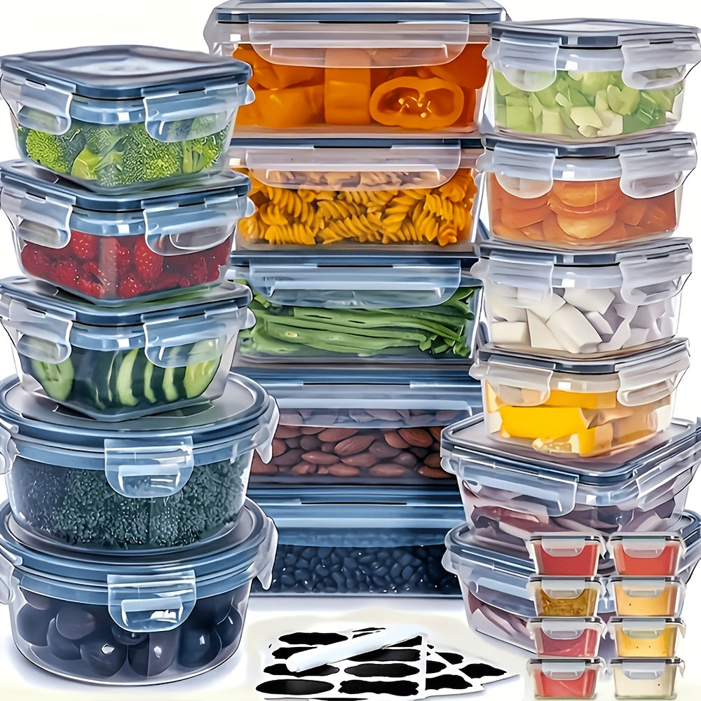 24/48/50pcs Includes 12/24/25 Containers, 12/24/25 LidsDeluxe Food Storage Container Set, High Quality - Airtight Seal, BPA-Free, Easy-Snap Lids, Stackable, Microwave Safe -, Free Labels and Kitchen Storage Marker, Perfect for Travel and Outdoor