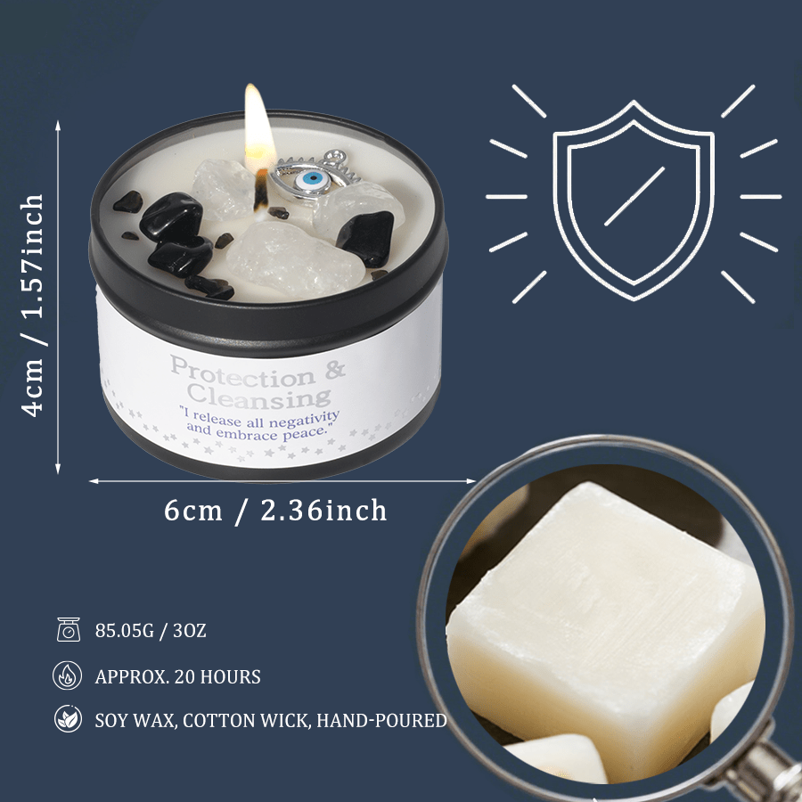 EVODUCK 2pcs/1pc Law Of Attraction Protection Manifestation Candle | Sage Each 3oz/total 6oz Scented Soy Wax Candle With Golden Crystal | For Focus, Meditation, Yoga & Reading | Christmas, New Year, Birthday Gift For Women