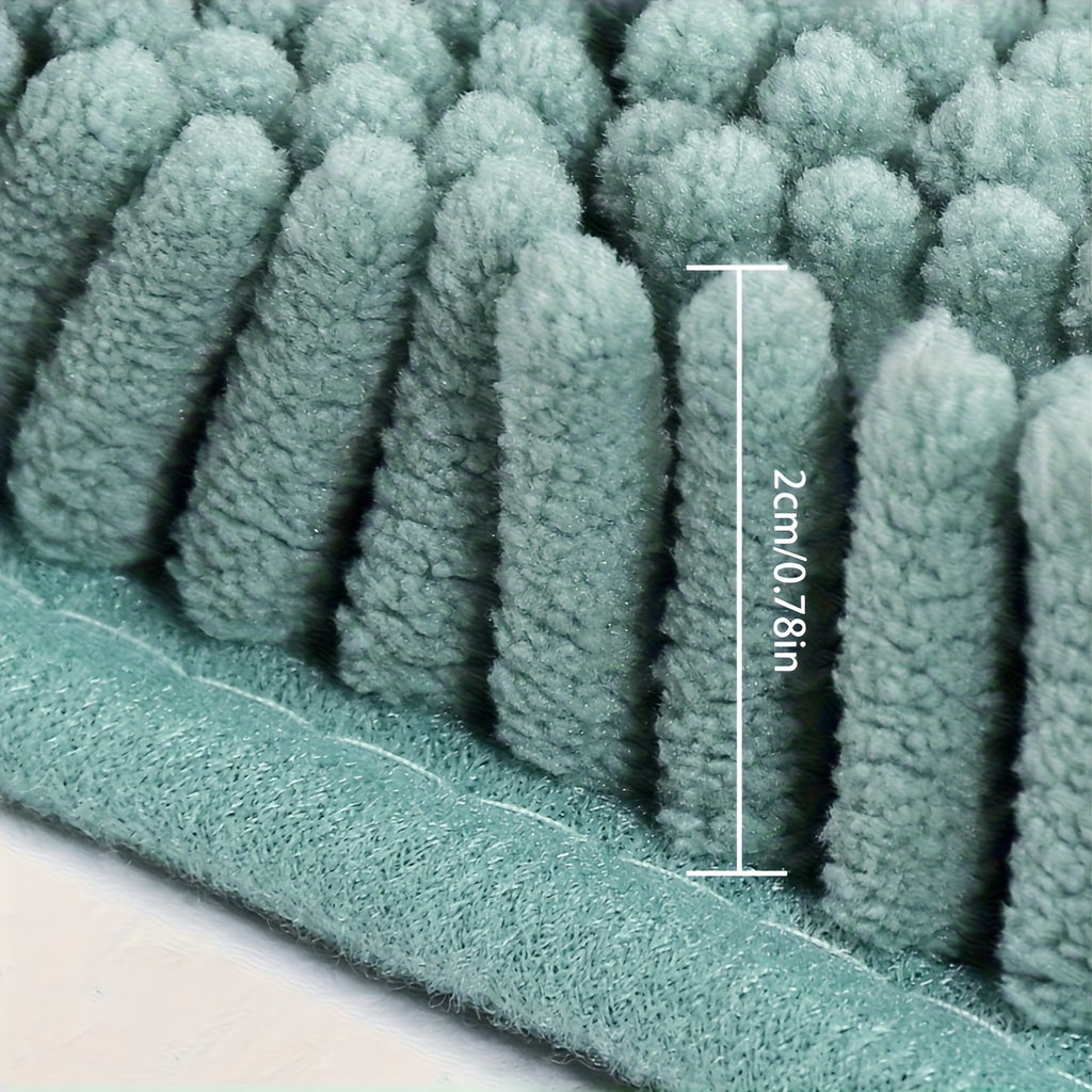 AIERJIA Original Shaggy Chenille 2pcs Bath Rug Set, Featuring a 20X20 Square U-Shaped Contoured Toilet Mat And a 32X20 Carpet Rug, Both Machine Washable And Dryable, Offering Soft And Plush for Your Tub Shower in Eggshell Blue